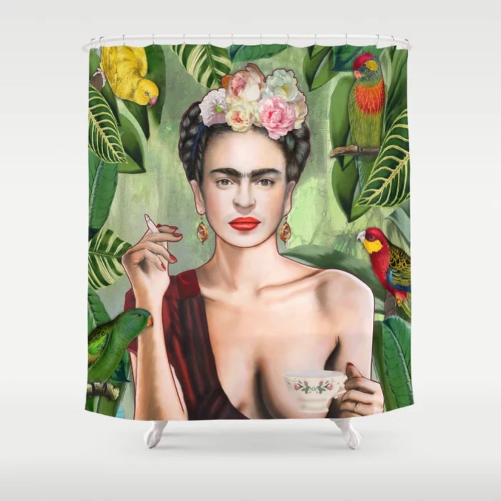 Frida Kahlo shower curtain - "Frida con Amigos"
